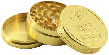 Grinder Metall goldenes Münz Design 50mm 3 tlg. 12er T-Dsp.